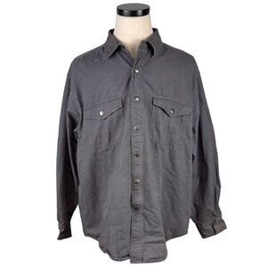 Wrangler Rugged Wear Gray Button-Up Shirt XL 100% Cotton Long Sleeve Mens Casual